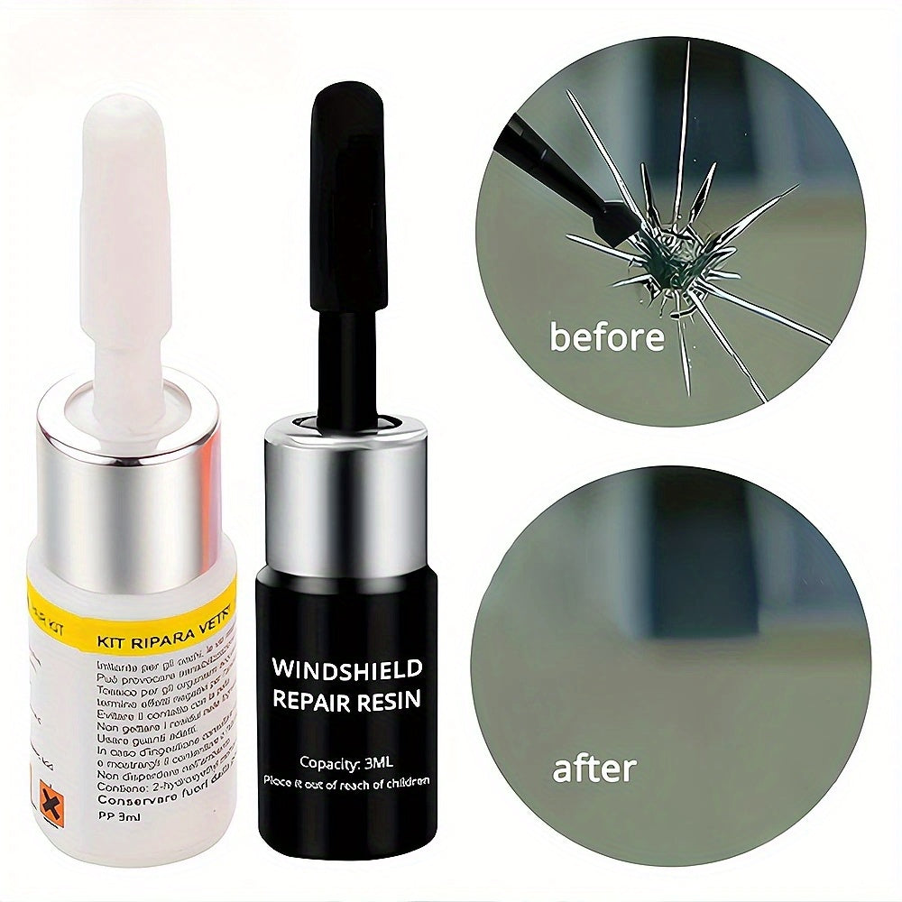 DIY Car Windshield Crack Repair Kit restores glass scratches and cracks with curing glue.