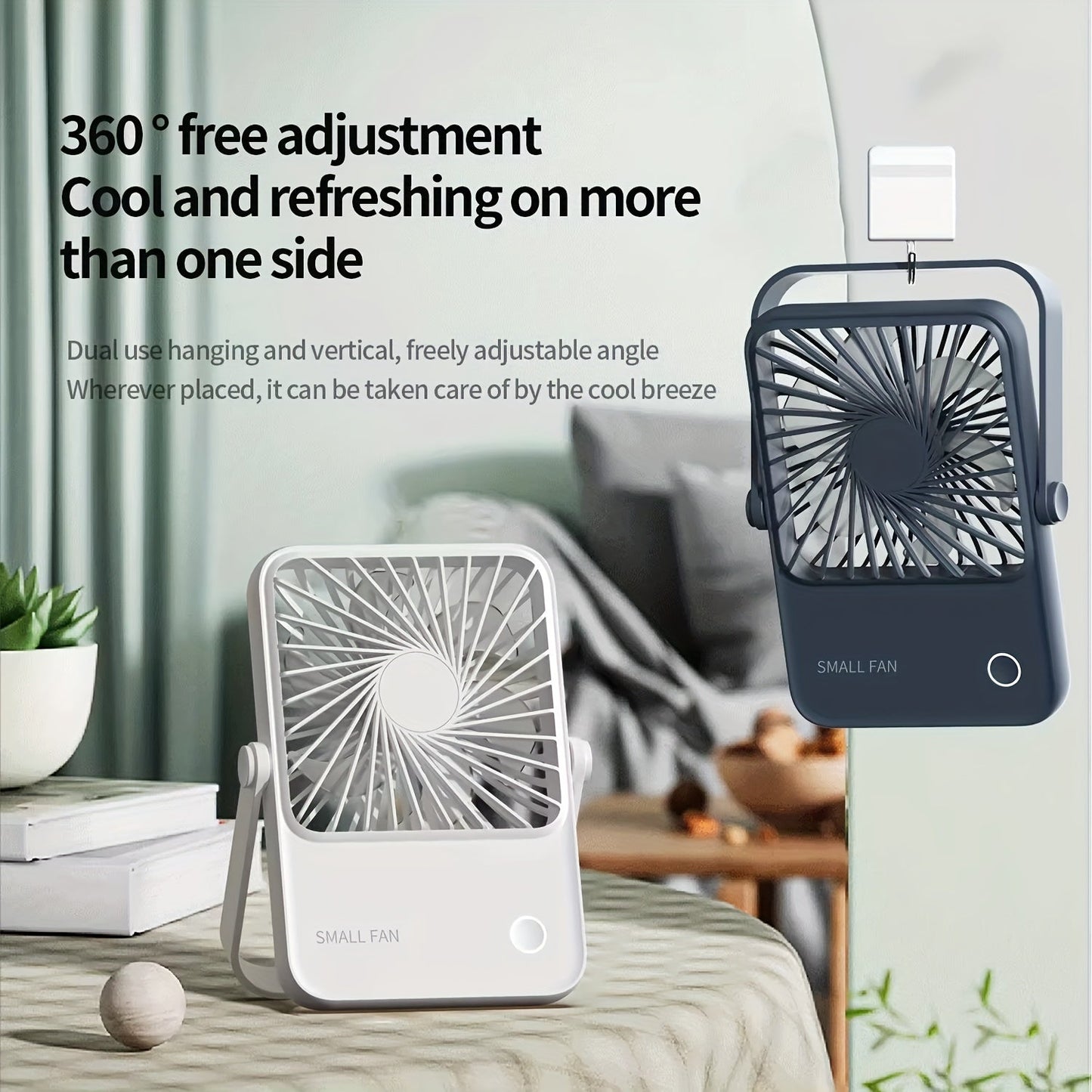 2024 Mini Portable USB Fan - Silent, Rechargeable for Desktop & Wall Mounting with High-Speed Performance Ideal for Indoor and Outdoor Use