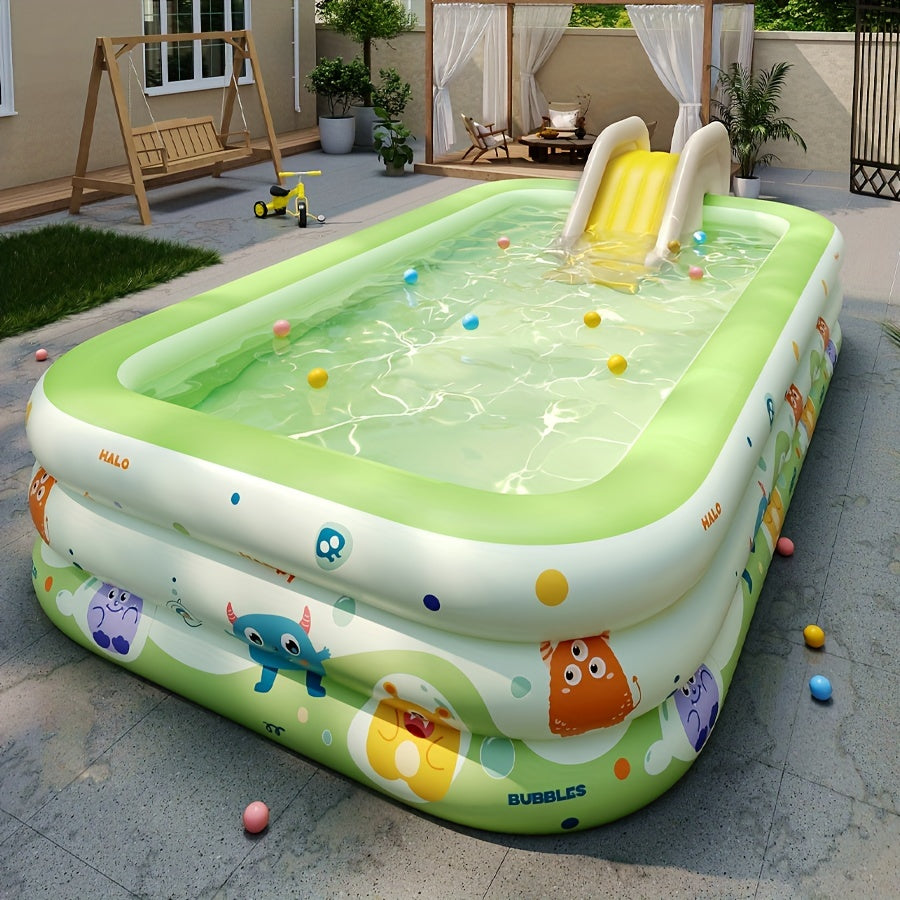 Adult-sized inflatable pool with durable PVC, ideal for outdoor parties and water fun.