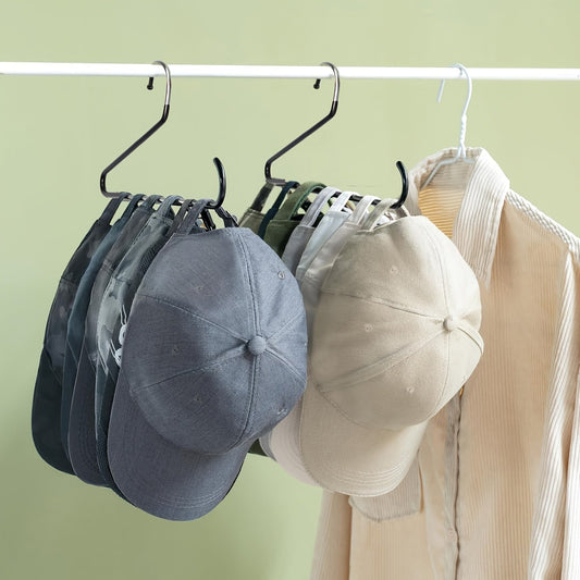 Black Hat Rack designed for Baseball Caps, Closet Organization, holds 20 Caps, Suitable for all Hat Types - Set of 2 Hooks