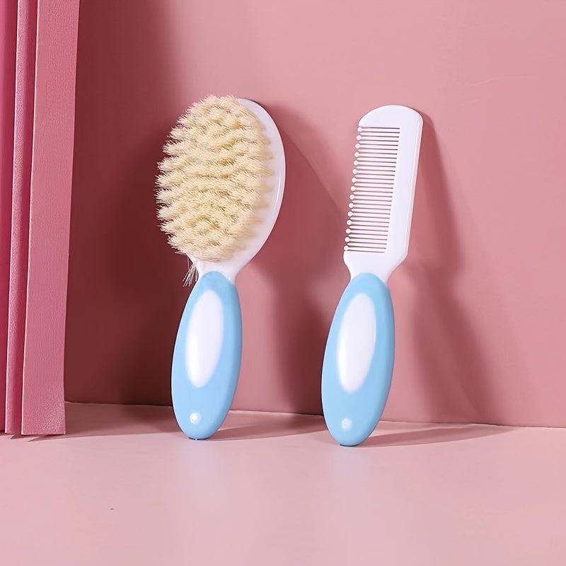 Set of 2 Baby Hair Brush and Comb for Treating Cradle Cap | Gentle Baby Brush with Soft Bristles, Baby Comb, Massaging Baby Care Set | Perfect Grooming Set for Infants and Young Children