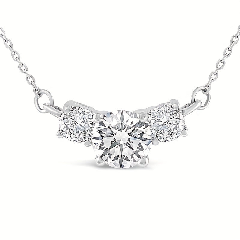 Elegant and simple, this Sterling 925 silver necklace features a sparkling Moissanite accent. Perfect for anniversaries, it comes with a free gift box.