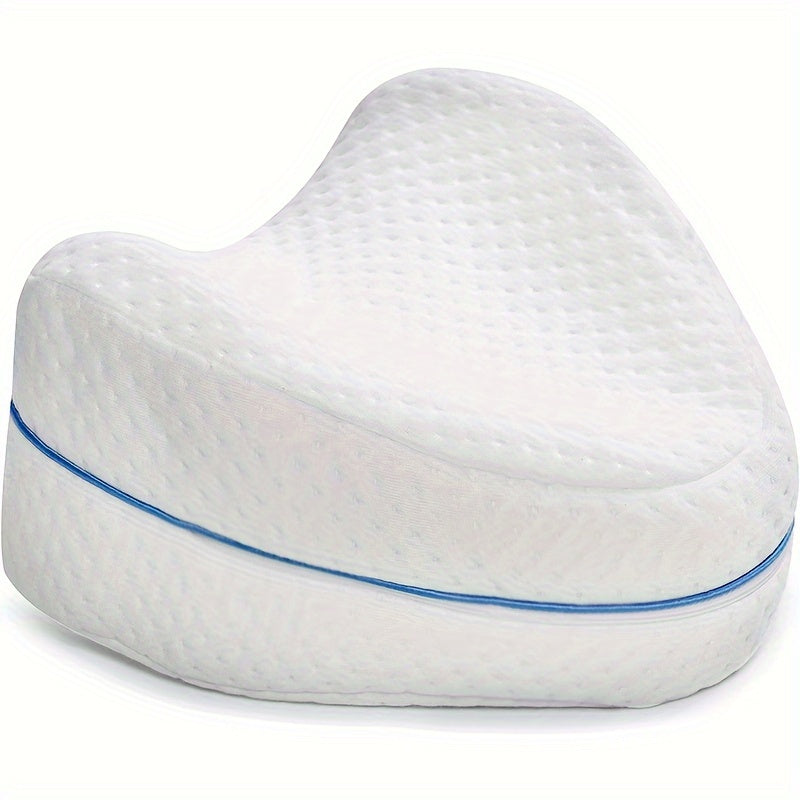 Orthopedic Memory Foam Leg Pillow for Side Sleepers - Relieves Sciatica, Back, Hip, Knee & Joint Pain - Includes Removable Washable Cover, Allergy-Friendly, Soft Knit Fabric - Perfect for Pregnancy & Nursing - White, Ideal for Sleeping