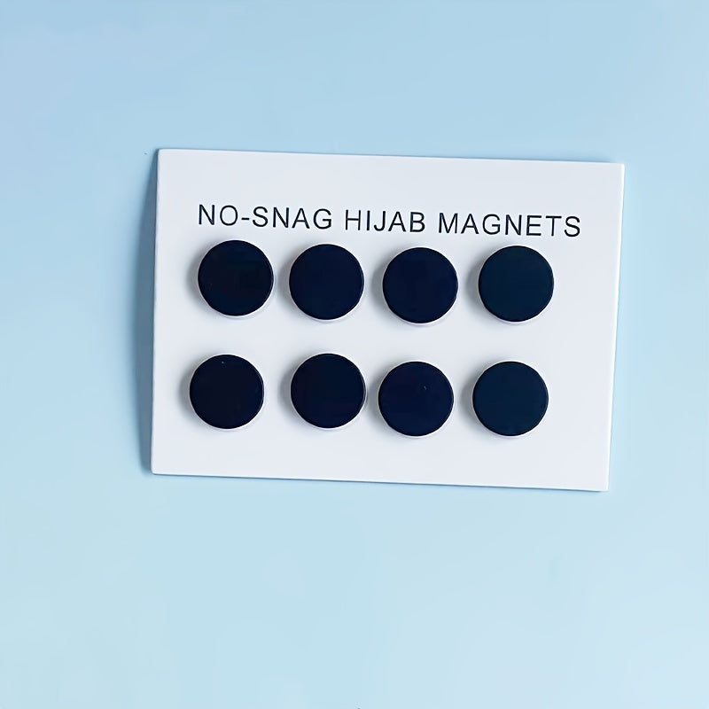 Set of 8 Minimalist Alloy Hijab Magnets with No-Snag Round Scarf Pins for Multipurpose Use