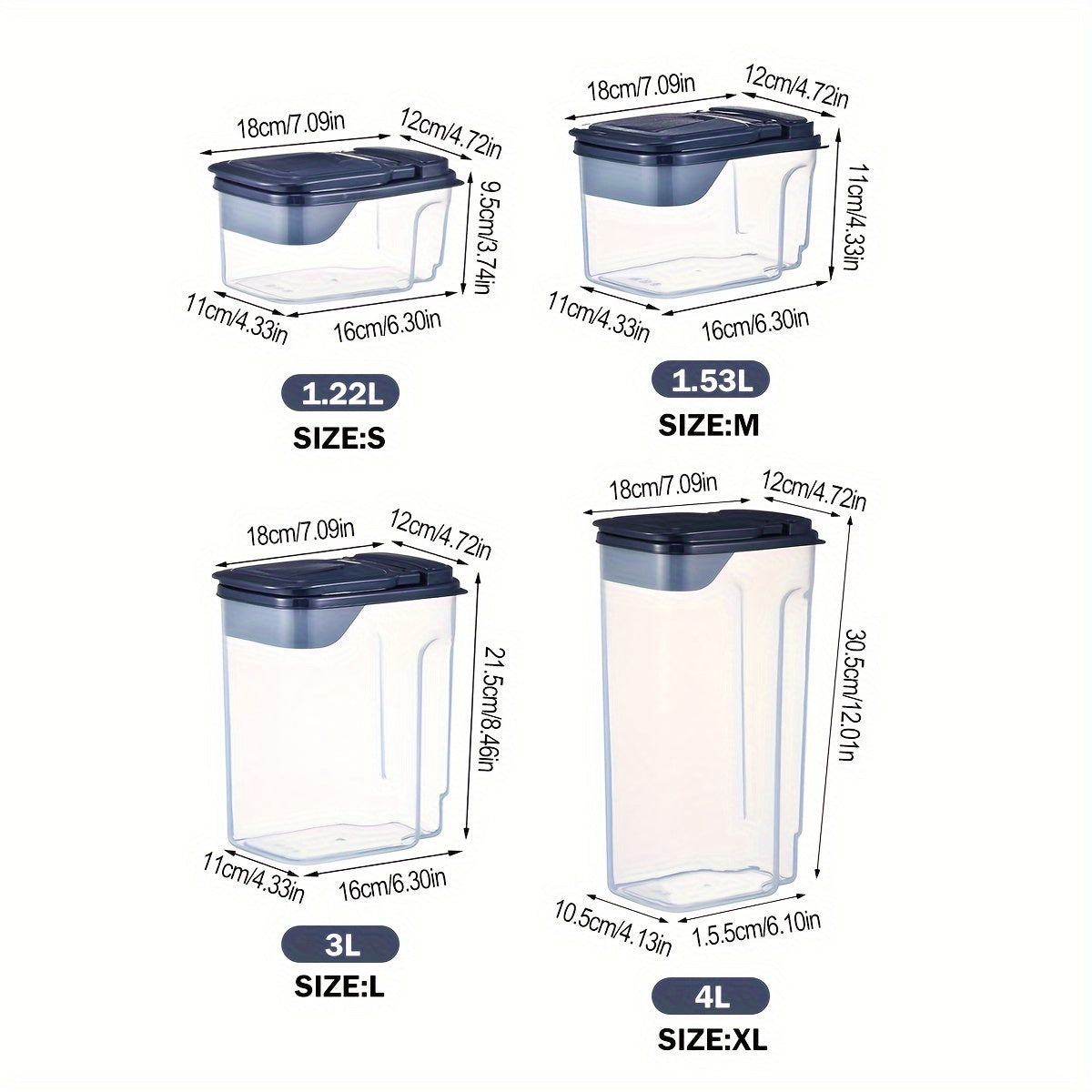 1pc/4pcs Pet Sealed Food Storage Container, Transparent, Moisture-proof, Groove Design