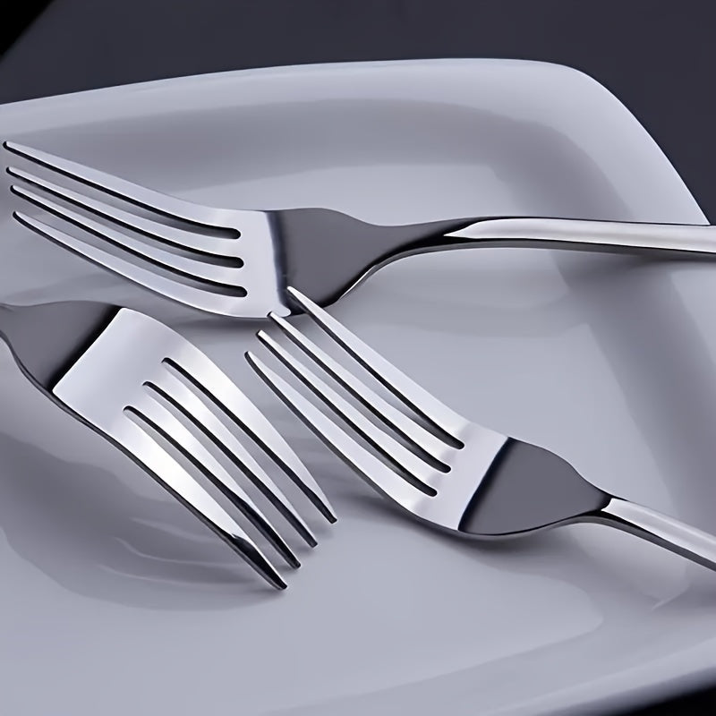 12-Piece Elegant Stainless Steel Fork Set for Home or Restaurant Use - Durable Cutlery for Dining