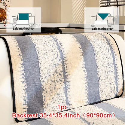 Modern plush fur sofa cover, anti-slip, breathable, pet-friendly, machine washable, fits various sofa sizes, ideal for home and office décor.