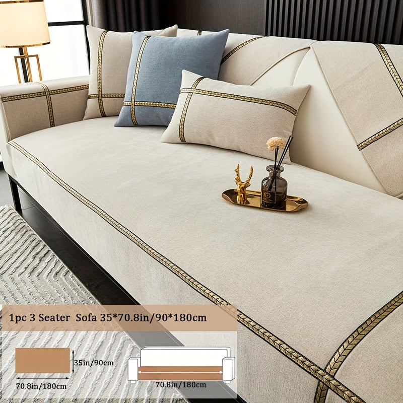 Light luxury style sofa cover for pets, universal anti-slip chenille couch protector, suitable for all seasons, ideal for home decor. Pillowcases, backrest, and armrest covers sold separately.