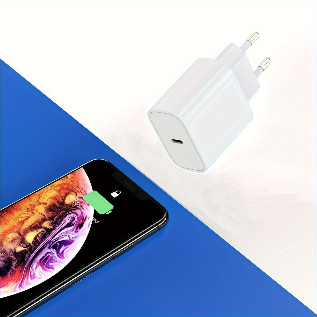 20W USB C fast charger for iPhone, iPad, and AirPods.