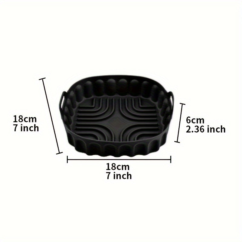 Set of Silicone Air Fryer Trays with Handles - Includes Large and Small Rectangular Trays for Deep Frying