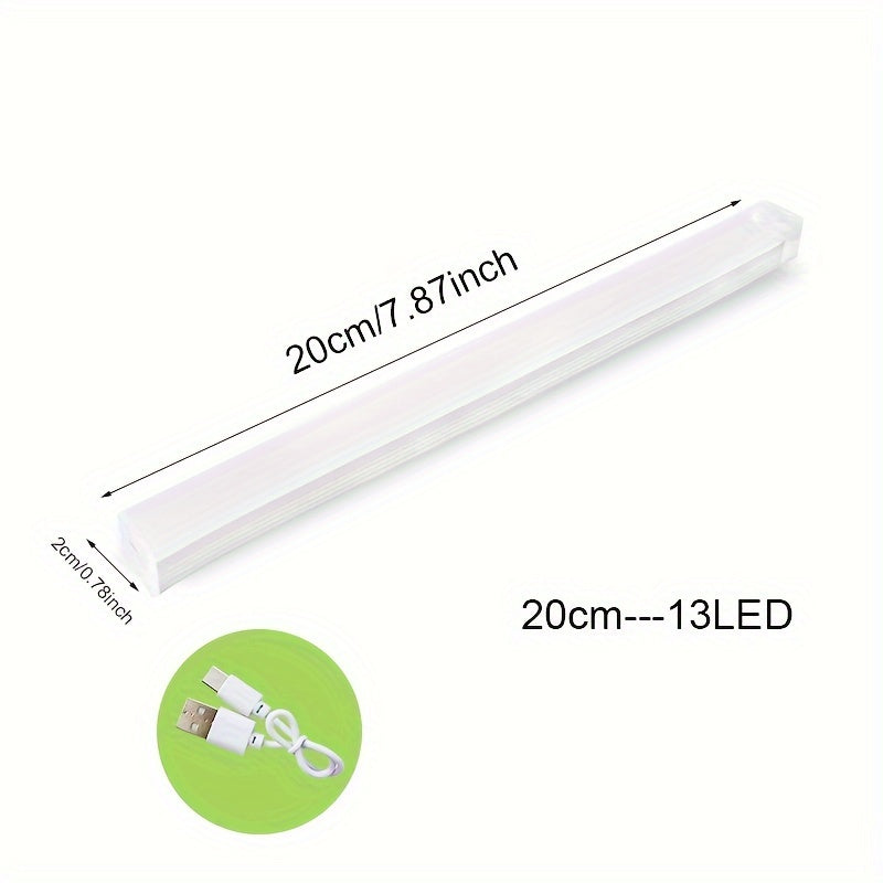 Convenient USB rechargeable LED light with motion sensor and touch control for easy installation in kitchen, stairs, hallway, or wardrobe.