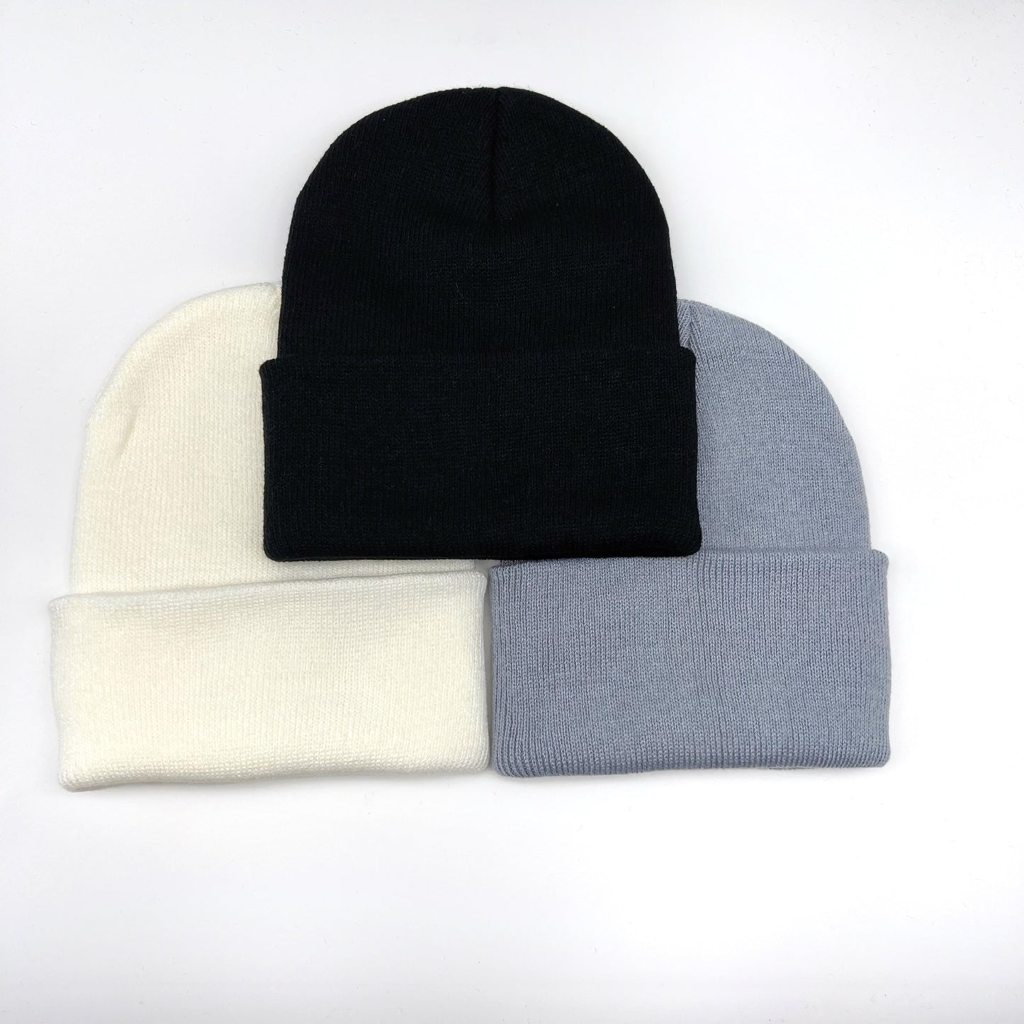 Set of 3 MLFO Unisex Acrylic Beanies, 100% High Stretch Knit Winter Ski Hats in Solid Colors. Windproof, Lightweight, and Warm Caps for Men and Women, Perfect for Street Style.