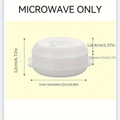 Microwave Steamer Set with Multiple Tiers - Includes Stackable Double Boilers, Steaming Plate Inserts, Made from BPA-Free PP Material, No Electricity Needed -Ideal for Cooking Vegetables, Meats, and Dumplings with High Heat Resistance in the Microwave.