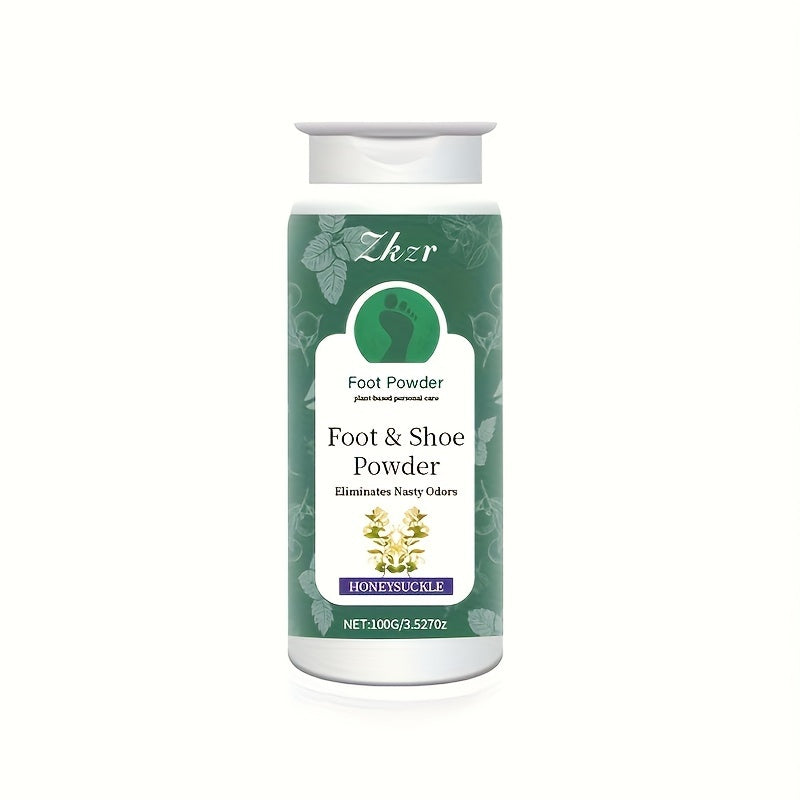 Honeysuckle foot & shoe deodorizer powder, alcohol-free, glycerin infused, hyaluronic acid enriched, odor eliminator for winter and autumn