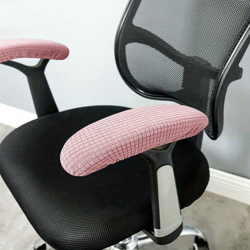 Set of 2 stretchable, water-resistant armrest slipcovers for office chairs protect arms and desk chair from scratches and stains. Ideal for rotating and computer chairs, these slipcovers make a stylish home decor accessory for your couch.