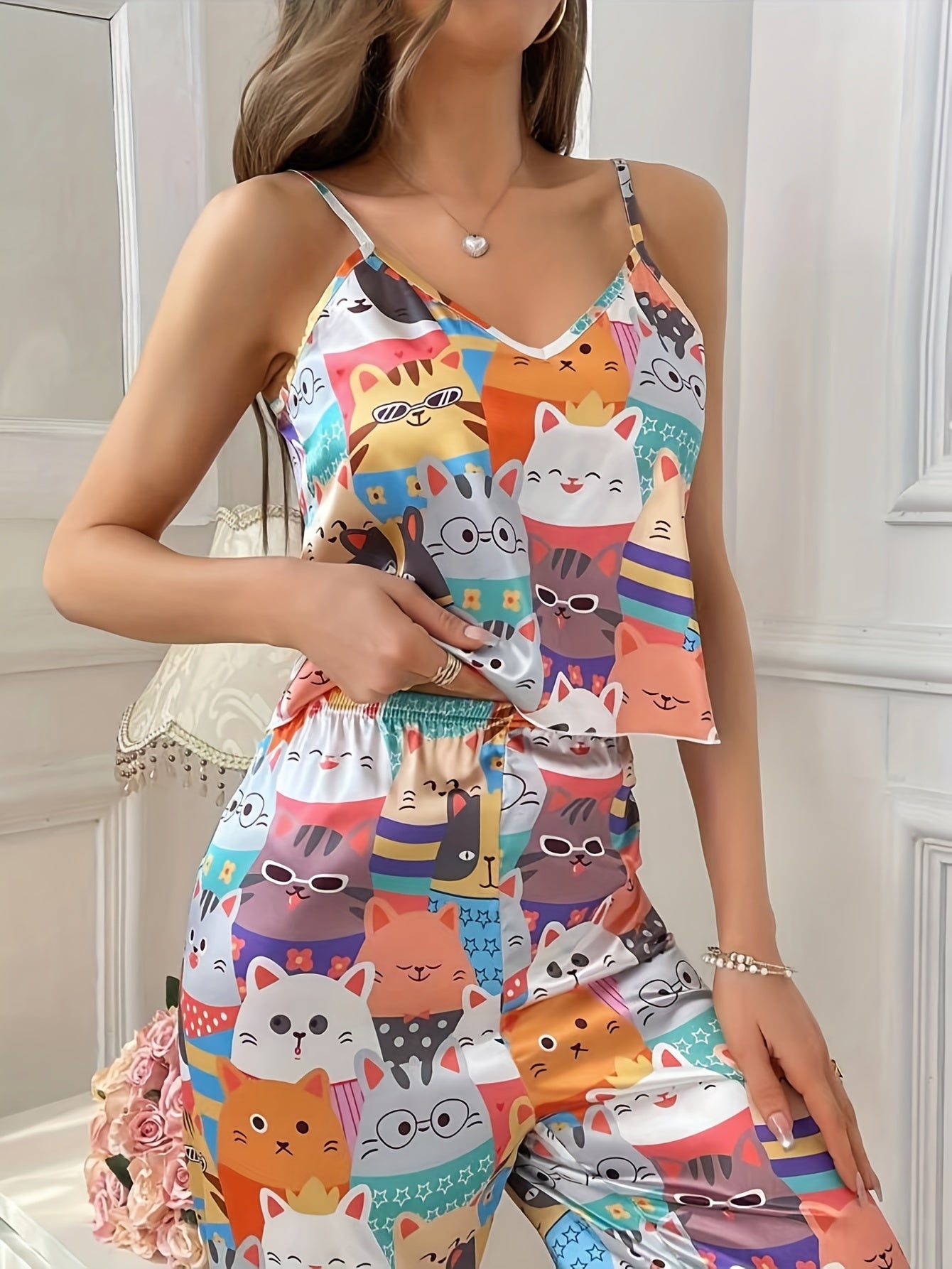 Colorful cartoon suspender pants cover.