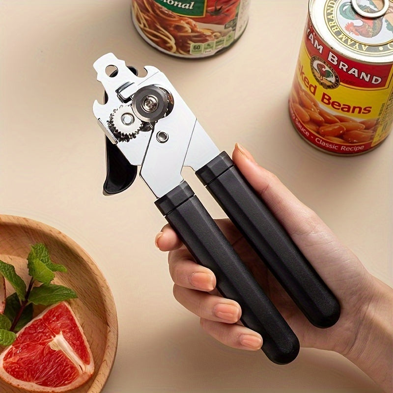 3-in-1 Can Opener made of durable Stainless Steel, featuring a multifunctional design for opening cans and bottles with ease. Boasting a powerful grip and ergonomic design, this tool is perfect for use during Christmas, Halloween, Easter, Hanukkah