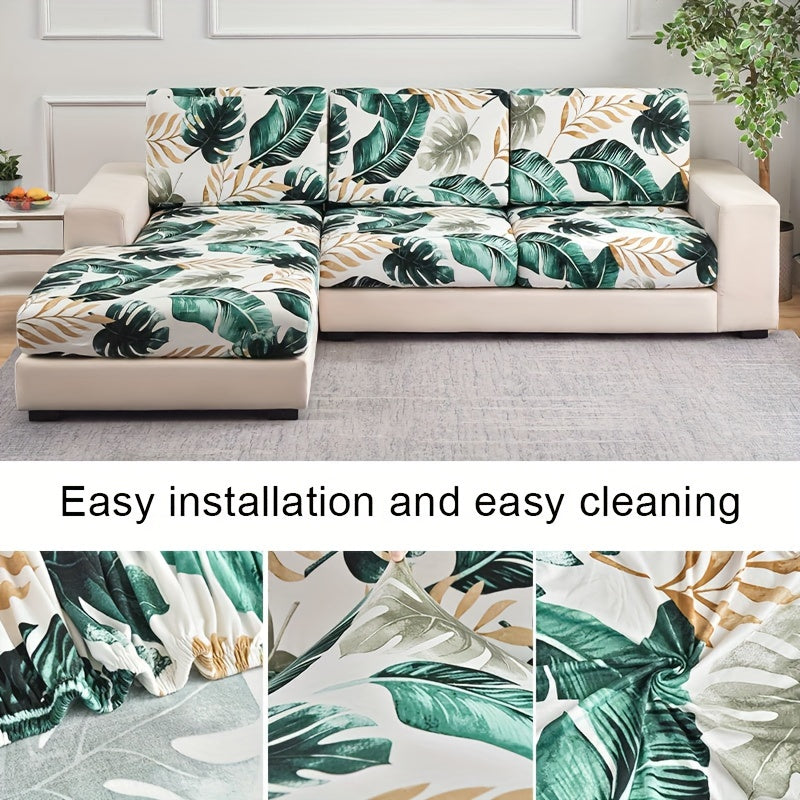 Geometric leaf pattern sofa slipcover protects and decorates your furniture.