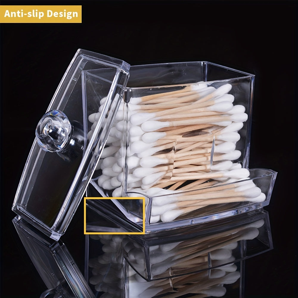 Clear plastic square swab jewelry box.