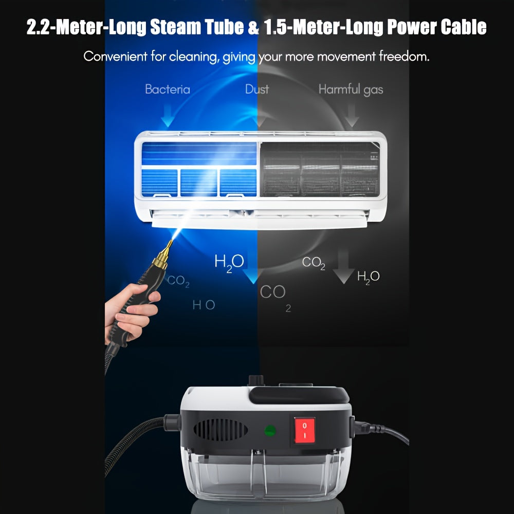 Steam cleaner for kitchen, bathroom, and range hood cleaning at high temperatures.