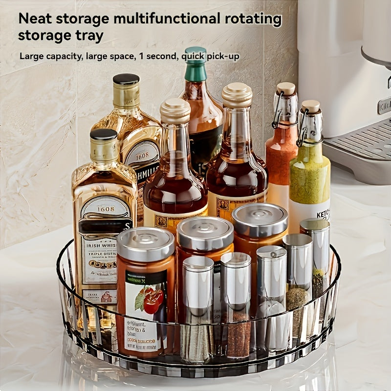 360° rotating spice rack organizer for kitchen, cabinet, fridge, and bathroom - multipurpose storage solution for condiments and seasonings, with storage bins for home organization.