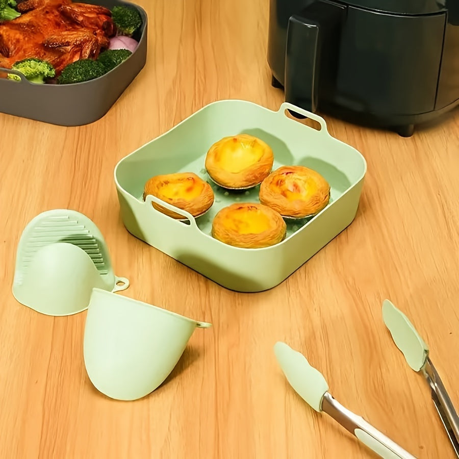 Square Silicone Air Fryer Basket: A versatile accessory for air fryer ovens, this reusable pot is a must-have for all your air frying needs.