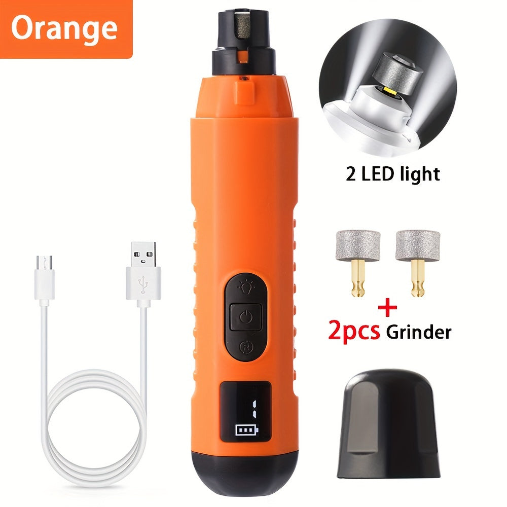 Enhanced pet nail grinder with 2 LED lights, super silent, 5-speed rechargeable electric trimmer for dogs of all sizes, painless paw grooming tool.