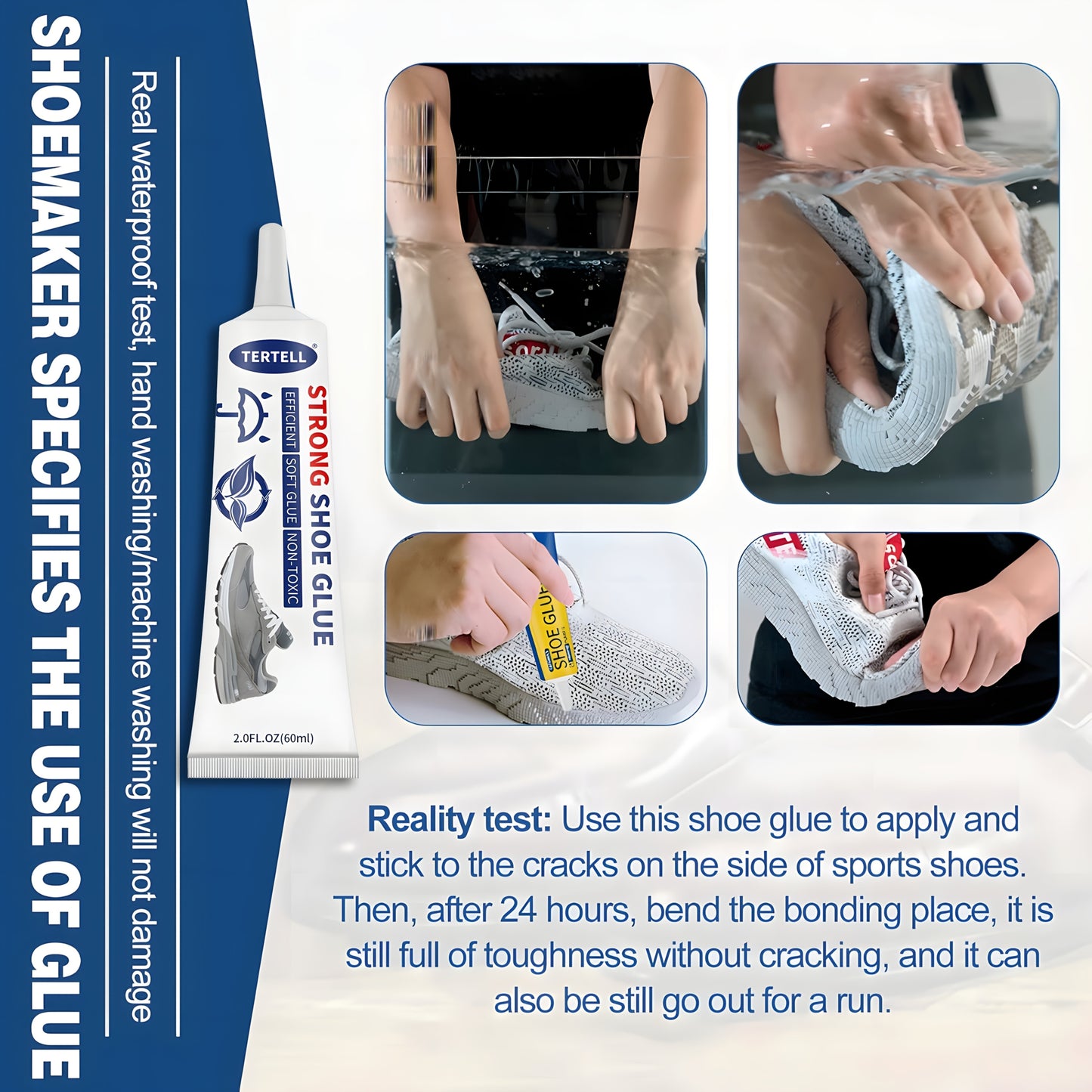 REVIVEPRO Strong Shoe Repair Glue - Ideal for sneakers, faux leather, resin crafts. Professional grade bonding in a 2.0fl.oz tube with easy applicator nozzle. Flexible and long-lasting.