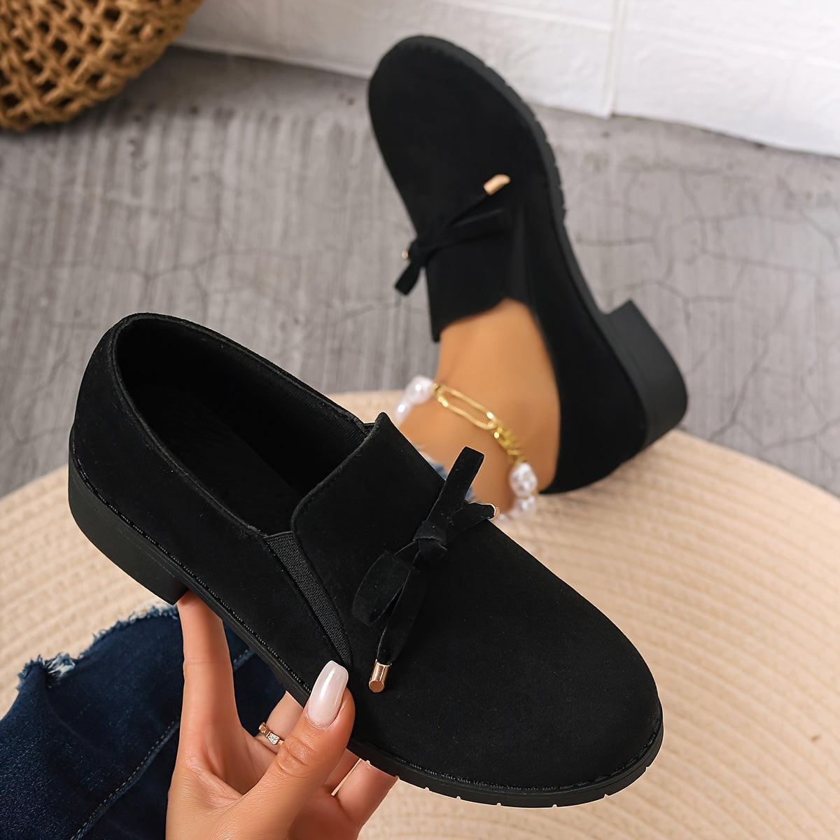 Bowknot Flat Slip-On Shoes for Women