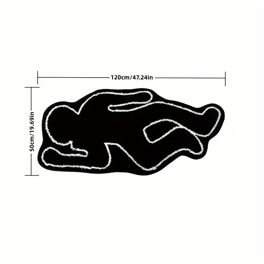 1-piece Humanoid Area Rug in Black with a Creative Shadow Motif. This exquisite carpet doubles as a bedside cushion, perfect for your living room floor. Non-fading and non-shedding, it is also washable for easy maintenance. The comfortable and soft foot