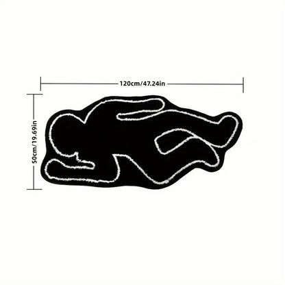 1-piece Humanoid Area Rug in Black with a Creative Shadow Motif. This exquisite carpet doubles as a bedside cushion, perfect for your living room floor. Non-fading and non-shedding, it is also washable for easy maintenance. The comfortable and soft foot