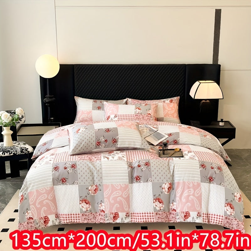 Soft and skin-friendly, this Pink Patchwork Print Quilt Cover Set is made of Polyester Microfiber Brushed Fabric. Perfect for bedroom and guest room decor, this set includes 1 quilt cover and 1 or 2 pillowcases (coreless). Complete your home furnishings