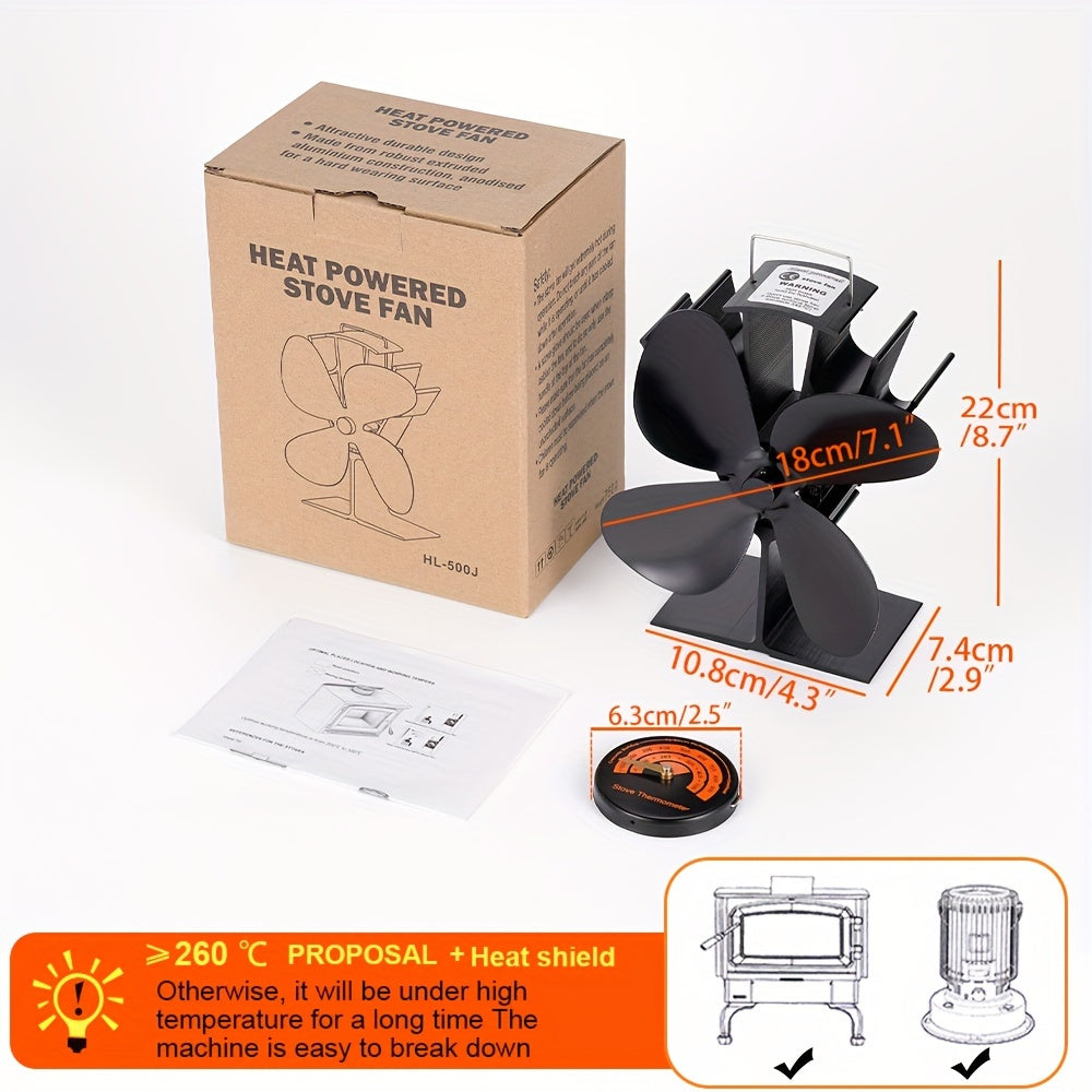 Black Fireplace Stove Fan Ecofan - Efficient Heat Distribution and Quiet Operation