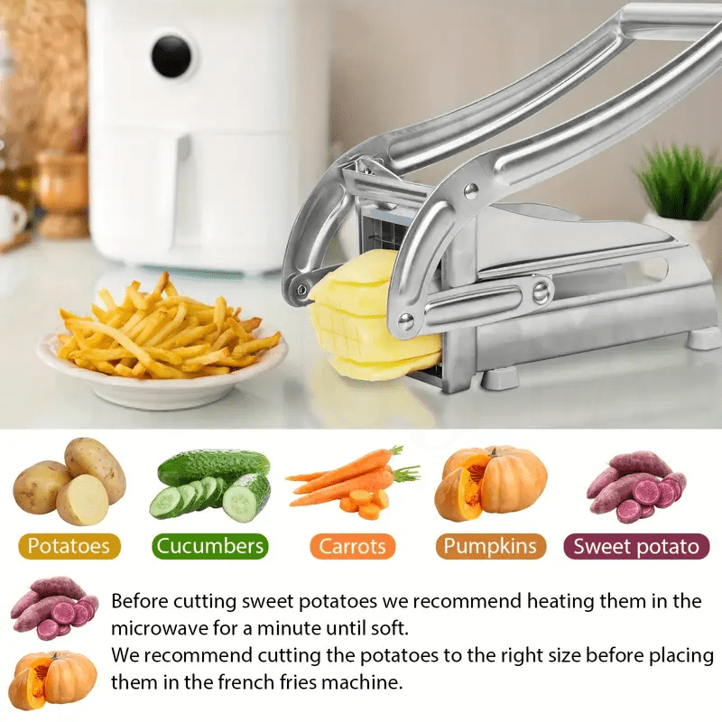 Durable Stainless Steel French Fry Cutter - Heavy Duty Vegetable, Potato, and Onion Chopper - High-Quality Kitchen Tool for Home Cooks and Professionals