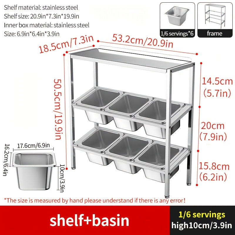 Durable Stainless Steel 3-Tier Kitchen Organizer with Lids - Ideal for Storing Spices, Fruits, and More | Efficient Countertop Storage Solution