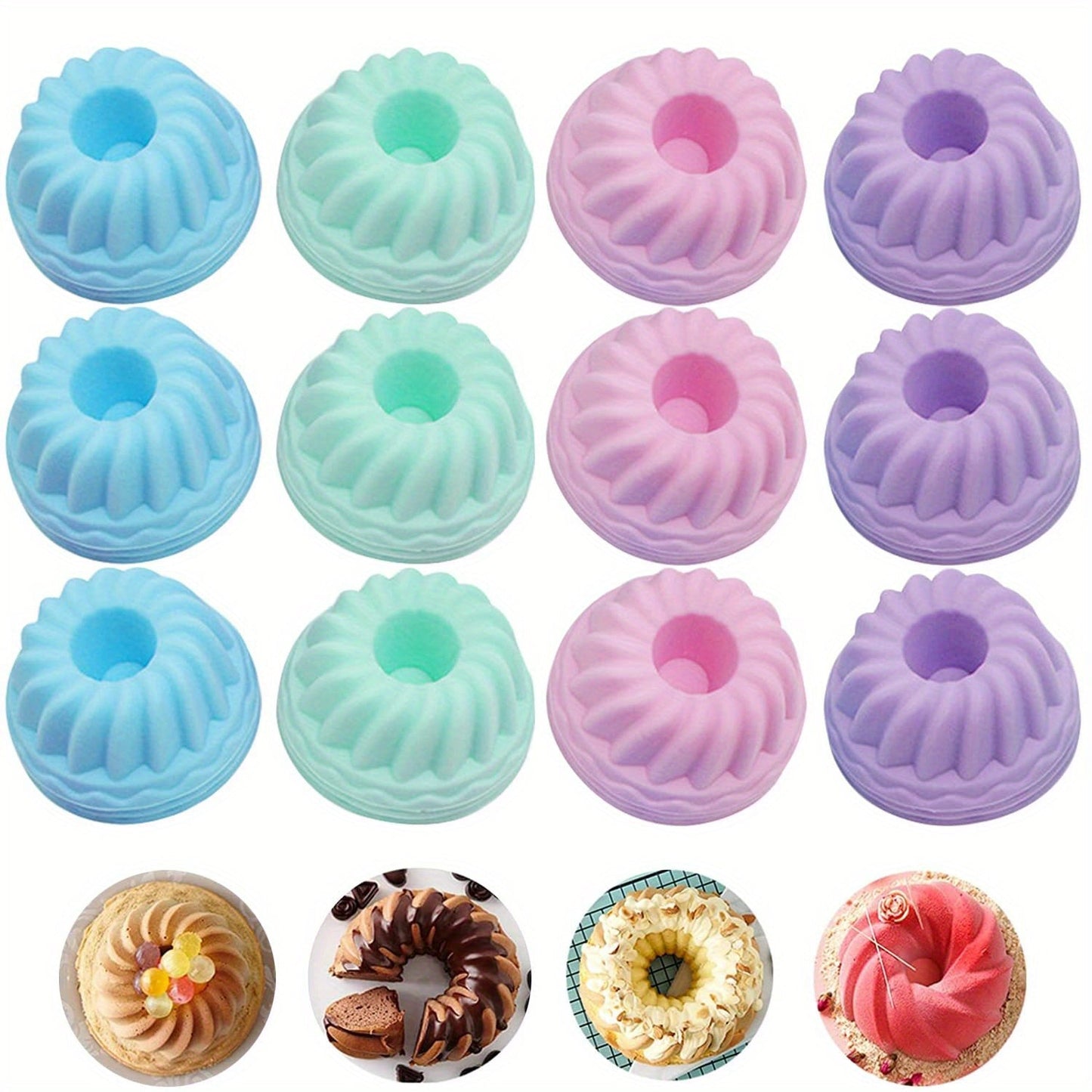 Get a dozen Mini Silicone Baking Cake Molds now! These nonstick cupcake liners are BPA-free and perfect for creating fancy desserts like jelly and muffins. Ideal for your baking needs.