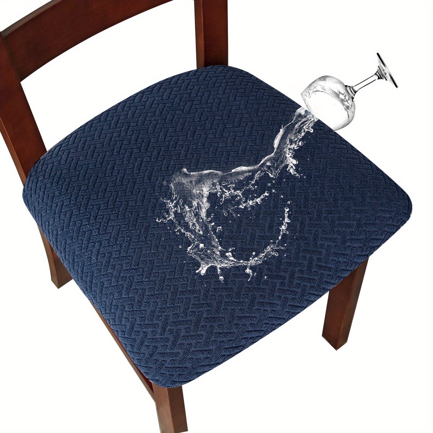 Waterproof restaurant chair covers in grid velvet jacquard style, suitable for protecting kitchen chairs from pets. Detachable, washable, and ideal for home decor.