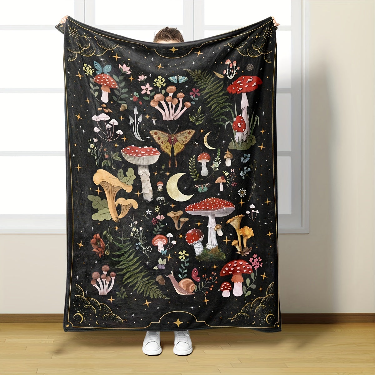 Top Pick for Customers: Comfy Mushroom & Butterfly Flannel Throw Blanket - Luxuriously Soft, Cozy, and Hypoallergenic for Sofa, Bed, or Workspace - Ideal Present for Gothic Witch Christmas