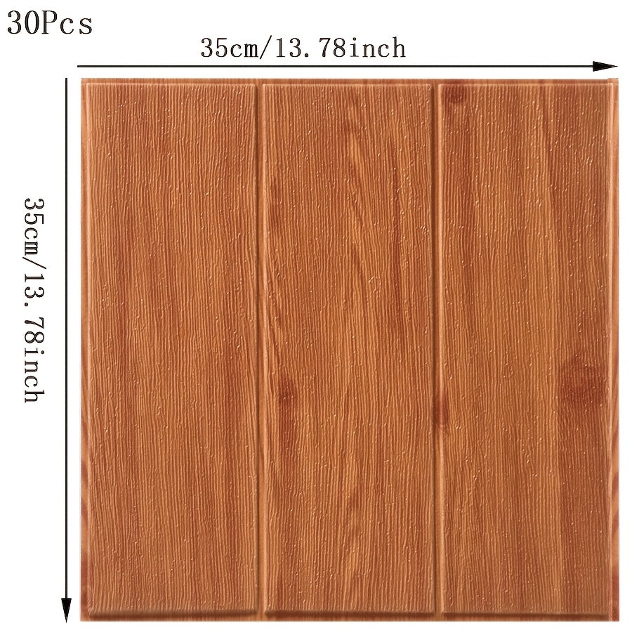 Decorate with 30pcs of Decowall Self-Adhesive Wood Grain Wall Stickers, perfect for any room.