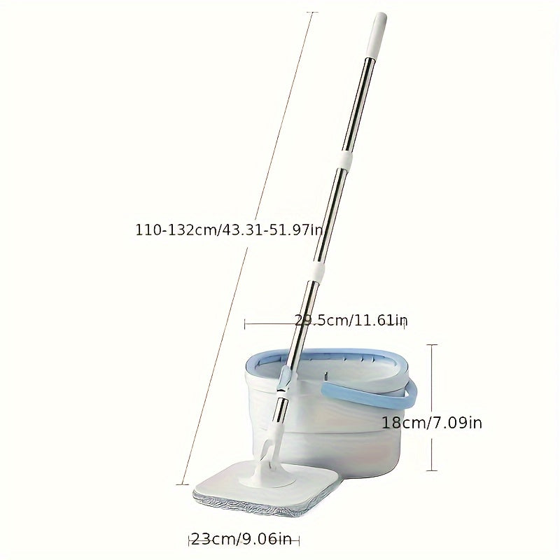 Get the 1 Set Hands-Free Wash Mop And Bucket Set for sewage separation. This rotating floor mop is perfect for lazy cleaning sessions in your home, kitchen, or bathroom. It can be used for both dry and wet cleaning, making it a versatile cleaning tool