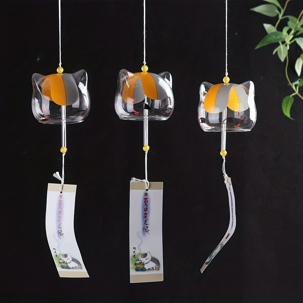 Artisan-made Glass Wind Chime with Universal Appeal - Featuring Animal Print and a Whimsical Cherry Blossom Design, Inspired by Japanese Style - Perfect Home Decor Gift