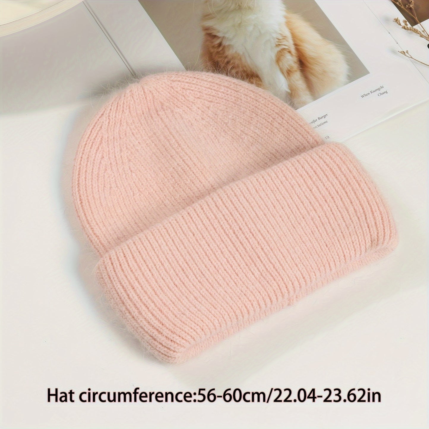 Soft knit beanie in candy colors for women, perfect for casual wear in autumn and winter.