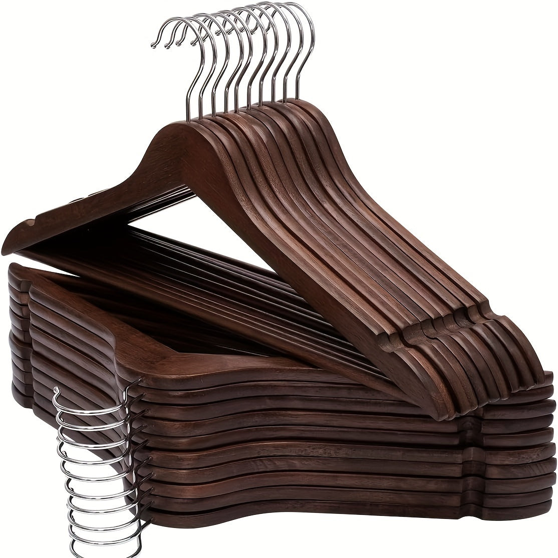 20/10 Wooden Hangers Set - Durable Suit Hangers with Rotatable Hooks - Heavy Duty Coat Hangers for Clothes, Jackets, Shirts, Tank Tops, Dresses