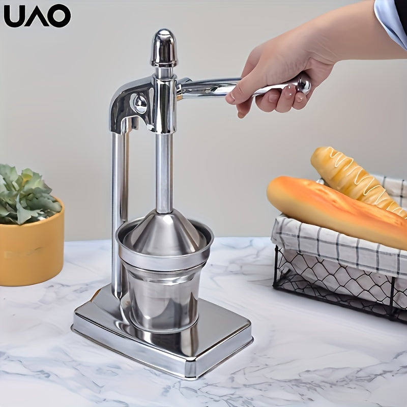 Multifunctional Commercial Juicer - Stainless Steel Manual Hand Press for Lemon, Orange, and Pomegranate Juice. Ideal for Home or Commercial Use. Double Die Flat Press with Long Handle Crank. Small and Efficient Juice Machine.