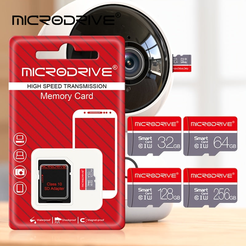 MICRODRIVE 128GB Class 10 U3 UHS-I TF SD Memory Card with USB Card Reader Adapter.