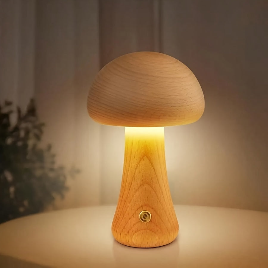 Modern Mushroom LED night lamp with brightness Adjustable touch switch, USB powered.