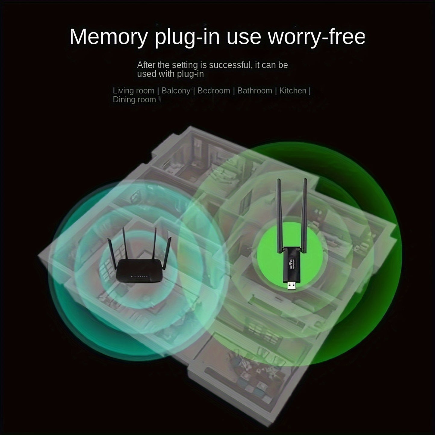 300Mbps 2.4G Wireless WiFi Repeater Extender amplifies WiFi signal and extends network coverage.