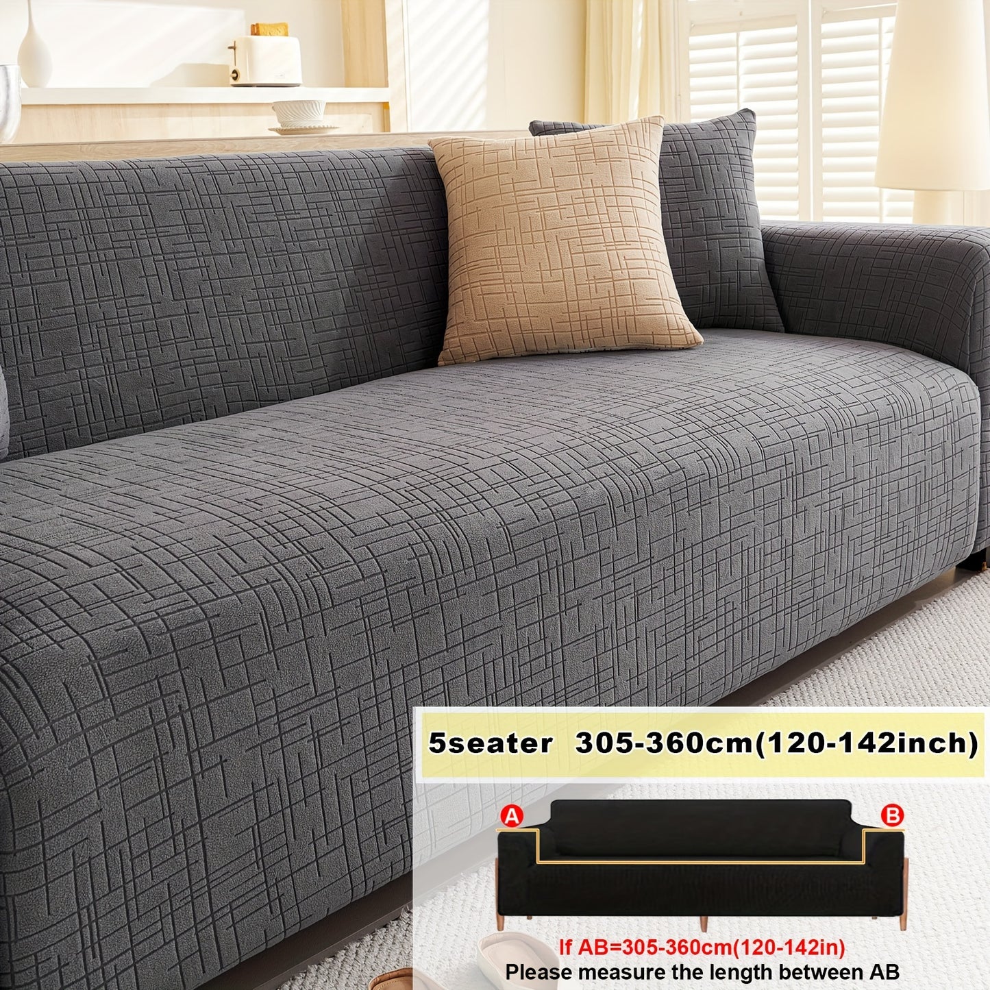 Elastic Fitted Sofa Slipcover made of Polar Fleece Fabric. T-Cushion Design, Machine Washable. Stretch Sofa Cover fits Armchair to 4-Seater Sectional Sofas. Plain Style, No Printing.