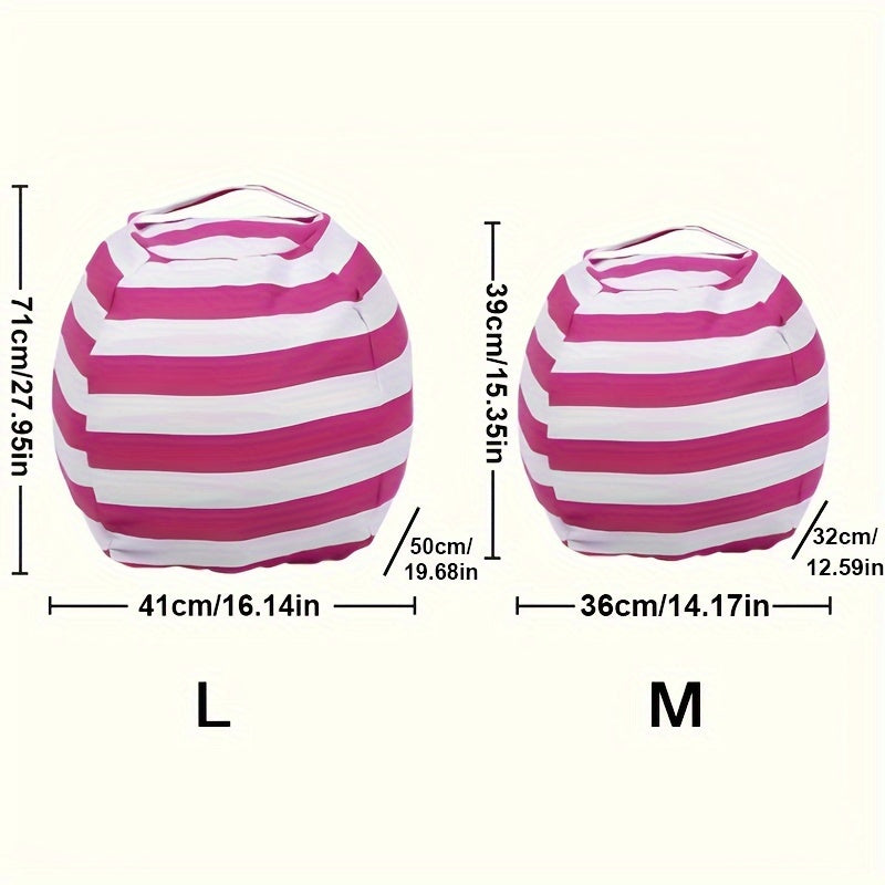 Bean bag chair cover with stripes in a 1-pack, designed for kids. Can fit multiple sizes of stuffed animals and has a zipper for easy access. Doubles as a portable quilt organizer and creative floor cushion sofa for children.