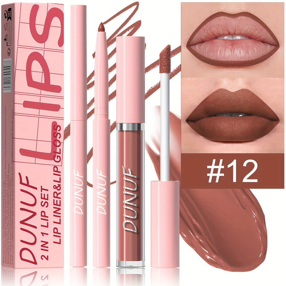 Matte lip gloss lip liner set that is durable, waterproof, sweat-resistant, and easy to color.